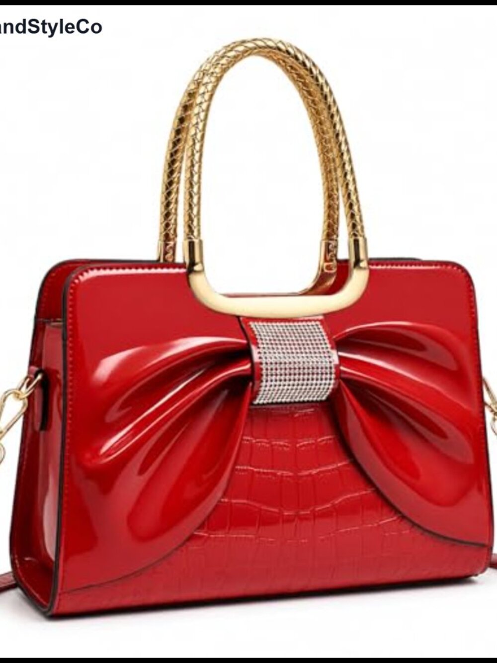 Patent Leather Top Handle Satchel Medium Structured Shoulder Tote with
